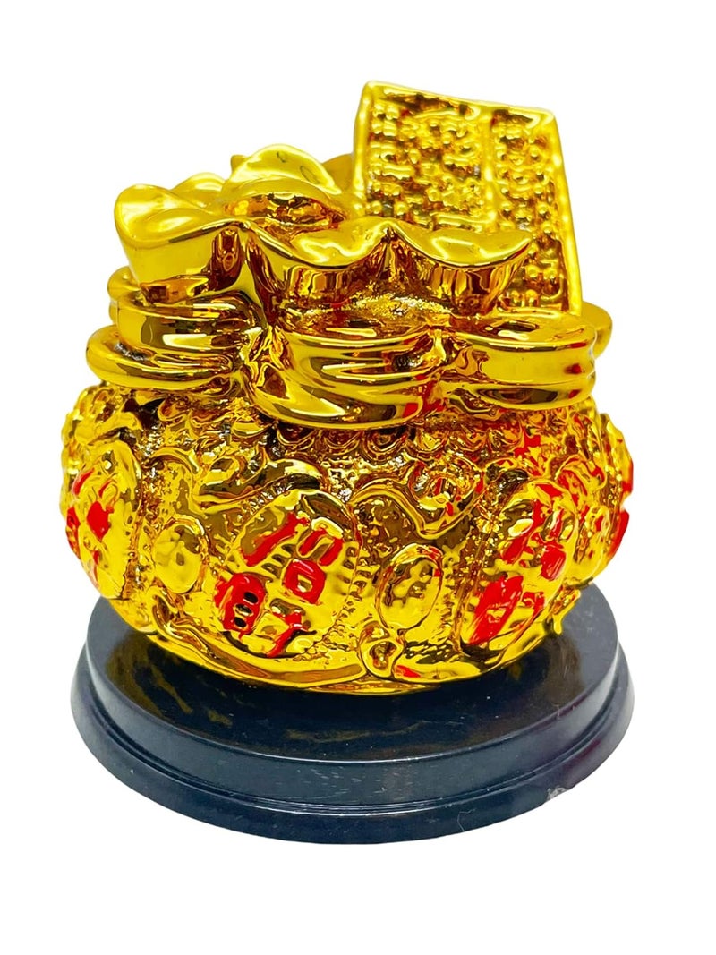 Natchcart Exclusive Polyresin Fengshui Gold Ingot Yuan Bao Overflowing Wealth Bucket Pot for Abundance Financial Prosperity Luck NatchFS2671 Wealth Bucket - Image 1