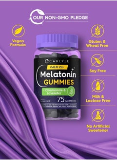 CARLYLE Melatonin 3mg Gummies | 75 Count | with Chamomile and Lavender Extract | Vegan, Non-GMO, Gluten Free Supplement  - Image 5