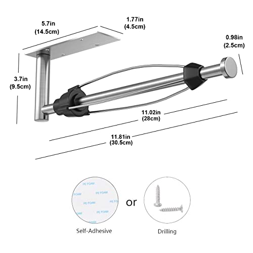 VAEHOLD Self Adhesive Paper Towel Holder Under Cabinet Mount, Wall Mounted Paper Towel Roll Holder with Damping Effect for Kitchen, Bathroom, Wall - SUS304 Stainless Steel (Brushed Silver) - Image 3