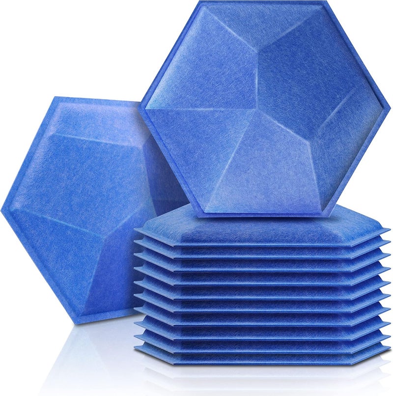 Sonic Acoustics حزمة من 12 لوحة صوتية هكسائية ثلاثية الأبعاد من ، مقاسات 14" × 12" × 0.2"، عالية الكثافة، تمتص الصوت، عازلة للصوت، لون أزرق سماوي - Image 1