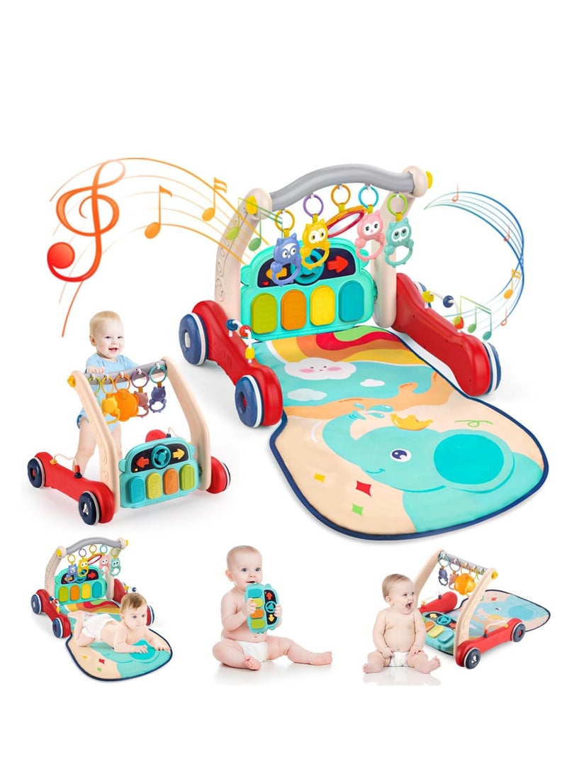 دي إم جي تك سجادة لعب رياضية للأطفال 2 في 1 سجادة لعب رياضية للأطفال ومشاية أطفال مع بيانو لعب ألعاب رياضية للأطفال مشاية أطفال للعب صالة الألعاب الرياضية مع أضواء موسيقية ألعاب التسنين - Image 1