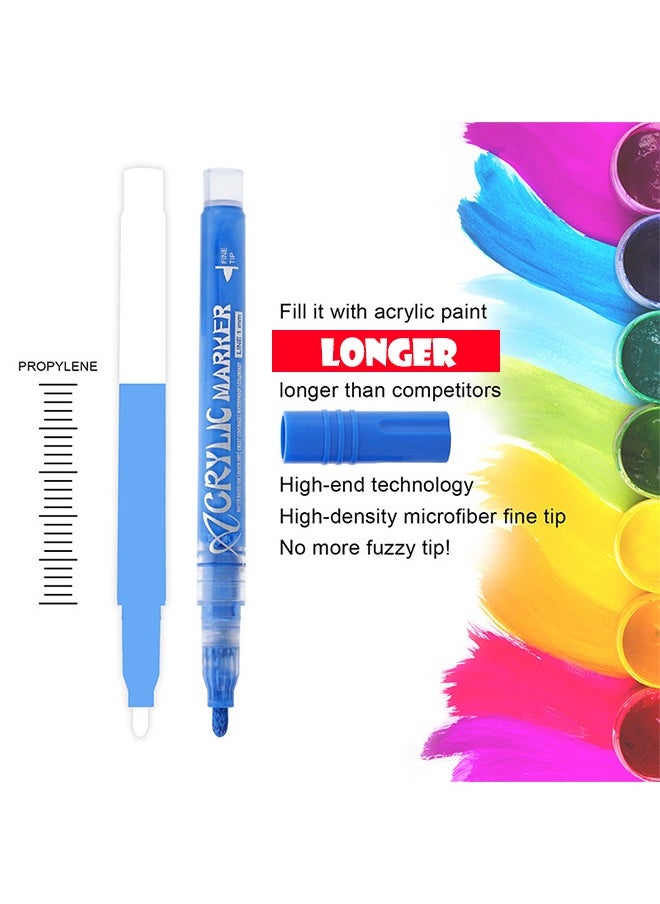 RIANCY 24 Colors Acrylic Paint Markers Set – Water-Based, Waterproof & Fade-Resistant, Medium Tip 1mm, for DIY Art, Rock, Fabric, Wood, Glass, and More  - Image 4
