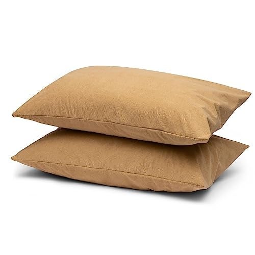 Wakefit واكفِت واقي الوسادة المقاوم للماء | قطن تيري | غطاء داخلي للوسادة بسحاب | 200 GSM | بيج-28x18 بوصة | مجموعة من 2 - Image 2