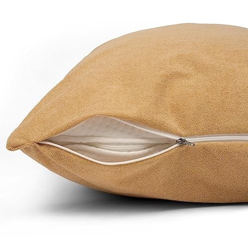 Wakefit واكفِت واقي الوسادة المقاوم للماء | قطن تيري | غطاء داخلي للوسادة بسحاب | 200 GSM | بيج-28x18 بوصة | مجموعة من 2 - Image 3