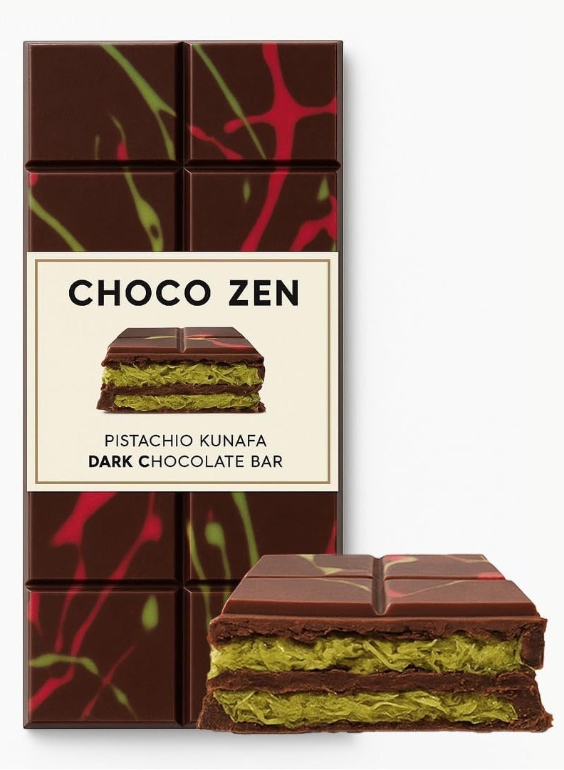 شوكو زين بريميوم بالفستق والكنافة لوح شوكولاتة داكنة 190 جرام - Image 1