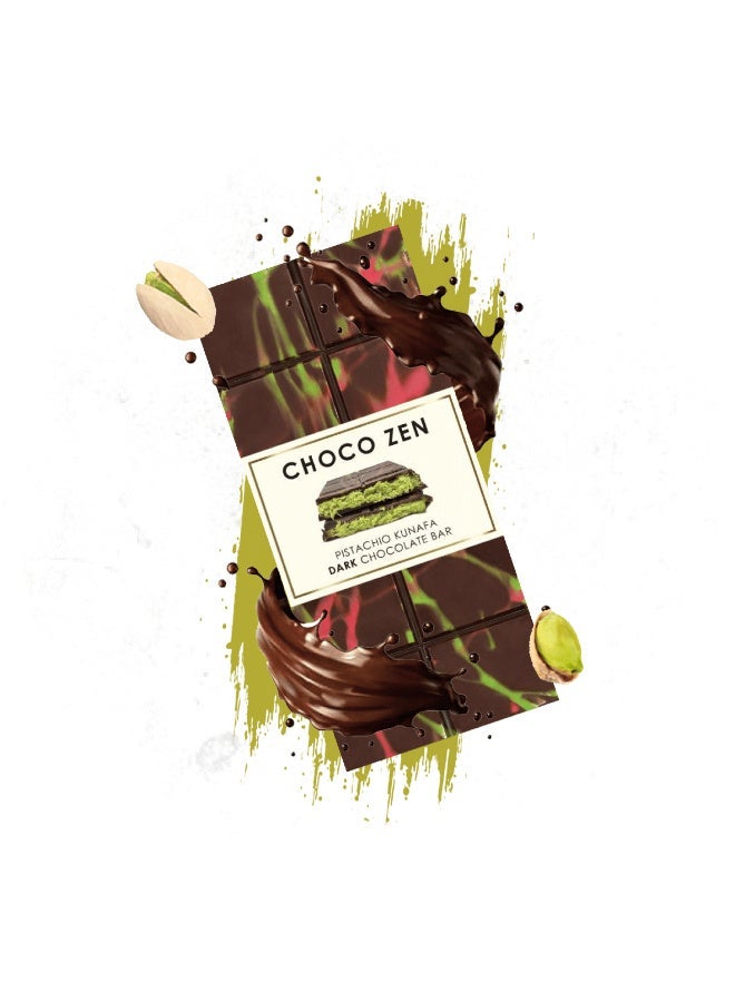 شوكو زين بريميوم بالفستق والكنافة لوح شوكولاتة داكنة 190 جرام - Image 3