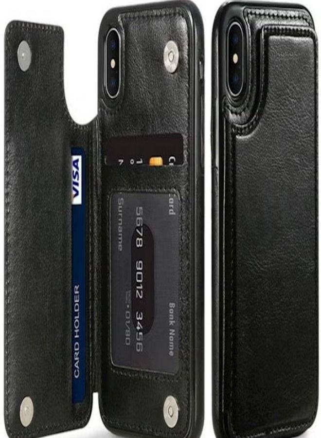 Wallet Case Cover For Apple iPhone XS Max Black - Image 2