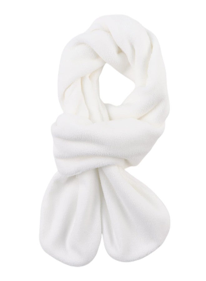 Zsedrut Toddler Winter Scarf Girls Fleece Neck Warmer Solid Color Warm Scarves (White, 2-8Y) - Image 1