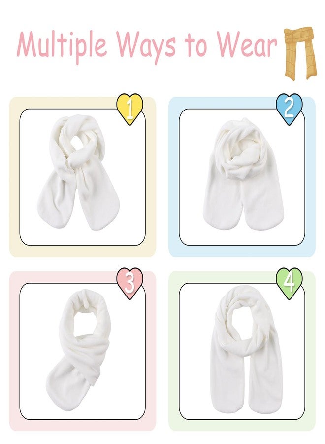 Zsedrut Toddler Winter Scarf Girls Fleece Neck Warmer Solid Color Warm Scarves (White, 2-8Y) - Image 5