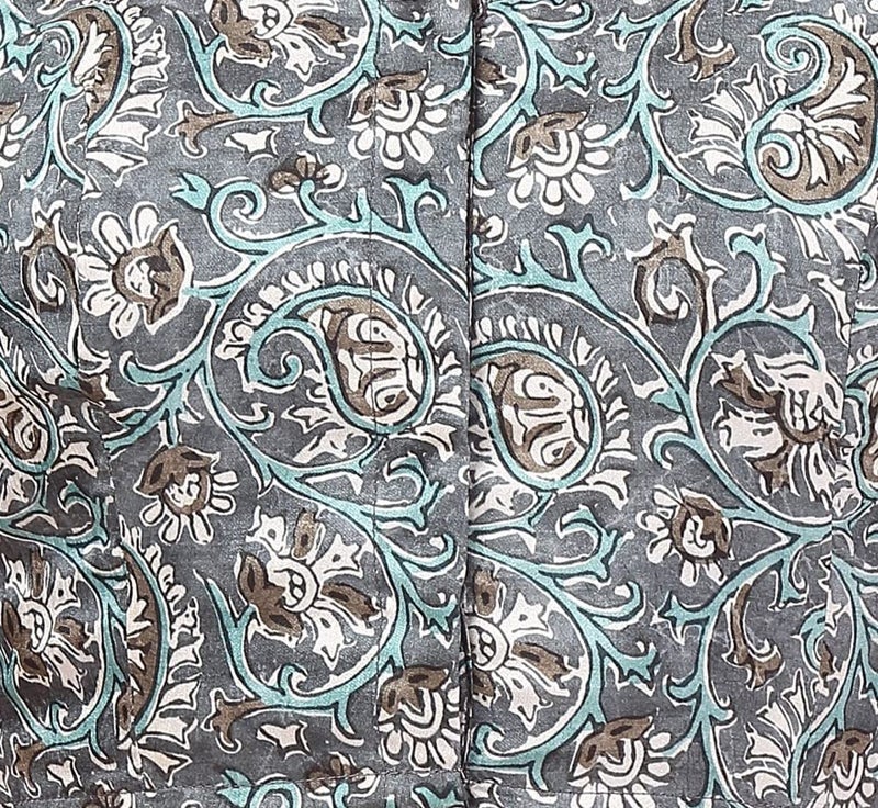 Studio Shringaar Women's Polyester Readymade tassar Silk Kalamkari Printed Saree Blouse with Short Sleeves(Grey, 40) - Image 3