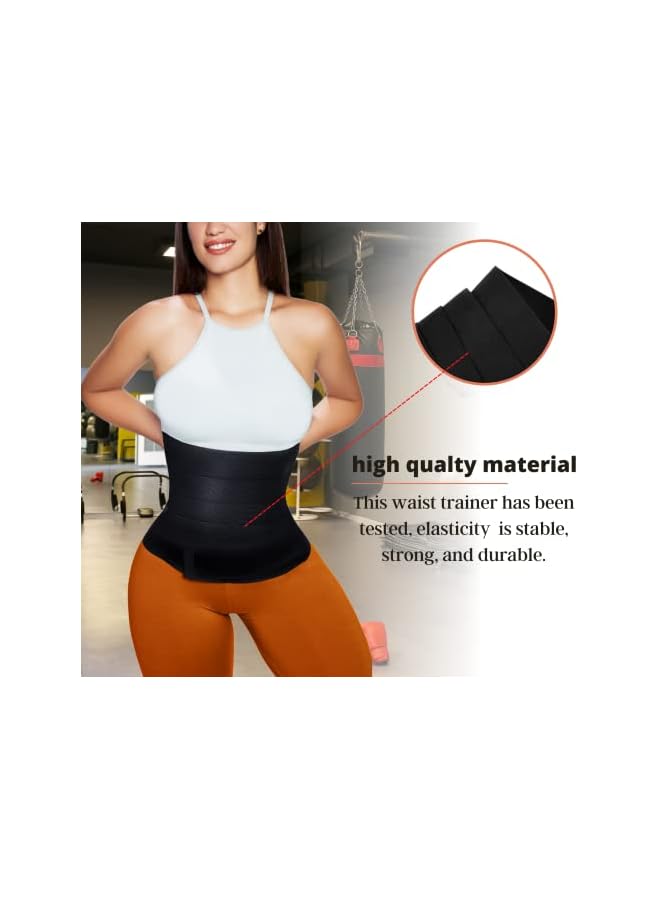 PROMASS Waist Trainer For Women- Me Up Bandage Wrap Tummy Trimmer Belt Lower Belly Fat Shaper Comfortable Skin Friendly Black Belt Gym Accessories 4 Meters, One Size - Image 3