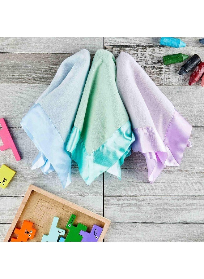 Bamboo Little Lovey Baby Security Blanket Satin Trim, Blue, Organic Cotton - Image 4