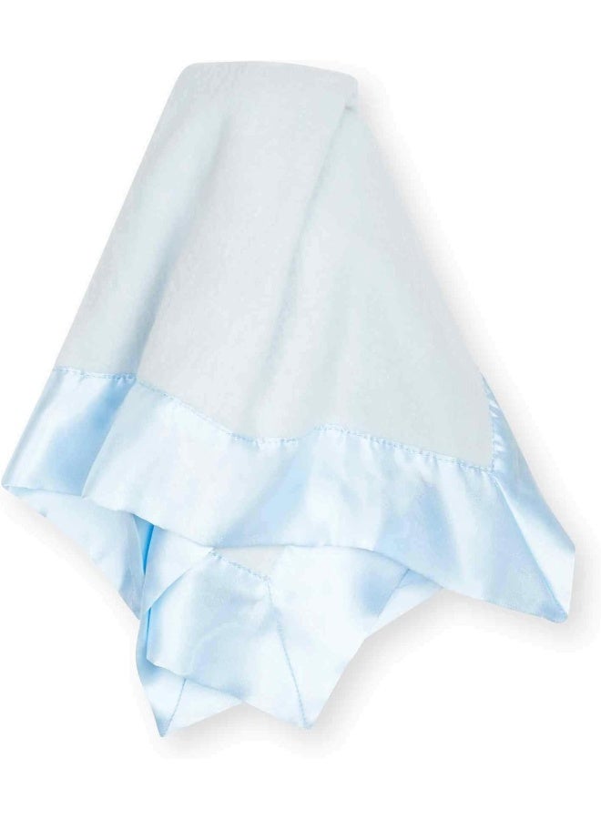 Bamboo Little Lovey Baby Security Blanket Satin Trim, Blue, Organic Cotton - Image 1
