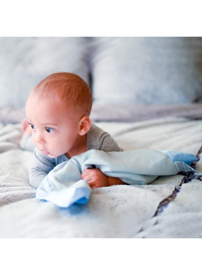 Bamboo Little Lovey Baby Security Blanket Satin Trim, Blue, Organic Cotton - Image 3