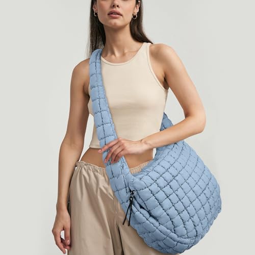 Juoxeepy Quilted Tote Bag Large Quilted Carryall Puffer Shoulder Bag Lightweight Puffy Padding Hobo Bags Puffy Bags - Image 3