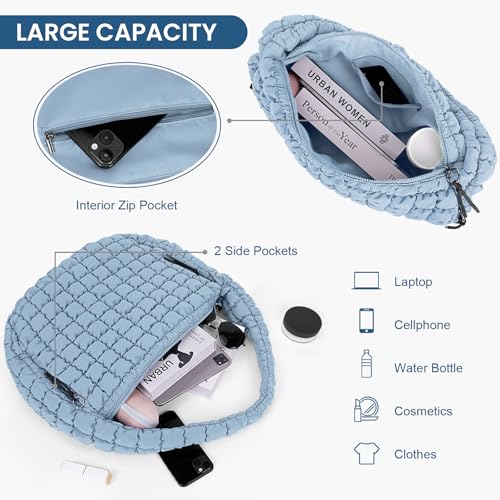 Juoxeepy Quilted Tote Bag Large Quilted Carryall Puffer Shoulder Bag Lightweight Puffy Padding Hobo Bags Puffy Bags - Image 4