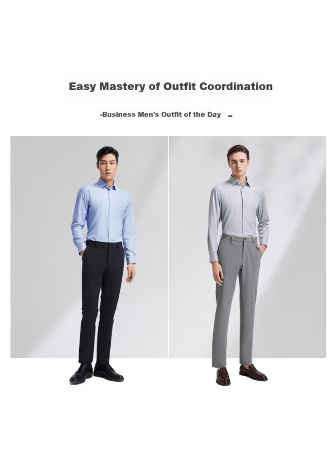Youngor 25 New Model New Business Casual Plaid Long-sleeve Shirt For Men, Light Gray Plaid, Size 38 - Image 2