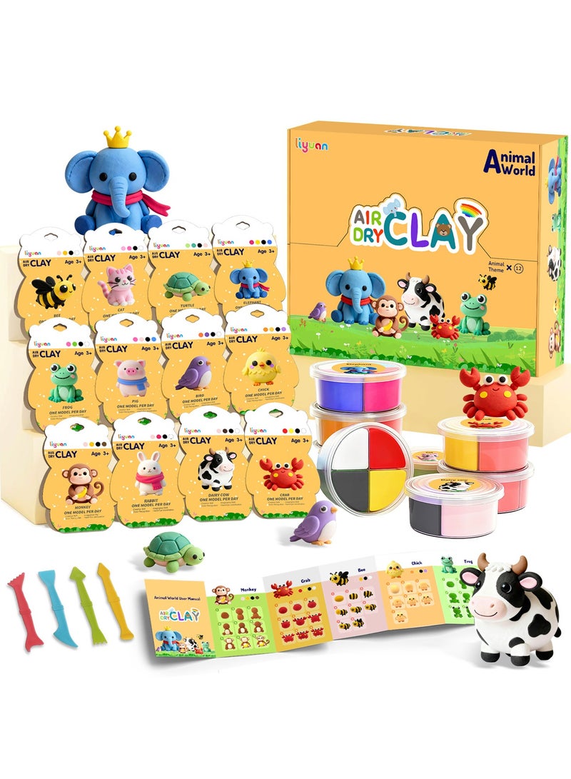 عام **طقم عجينة حيوانات خفيفة للأطفال - عجينة لينة غير لاصقة، مثالية لصنع مجسمات حيوانات إبداعية** - Image 1