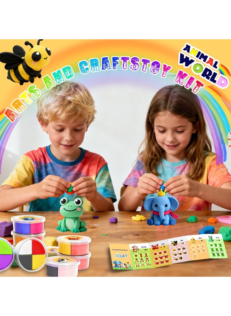 عام **طقم عجينة حيوانات خفيفة للأطفال - عجينة لينة غير لاصقة، مثالية لصنع مجسمات حيوانات إبداعية** - Image 2