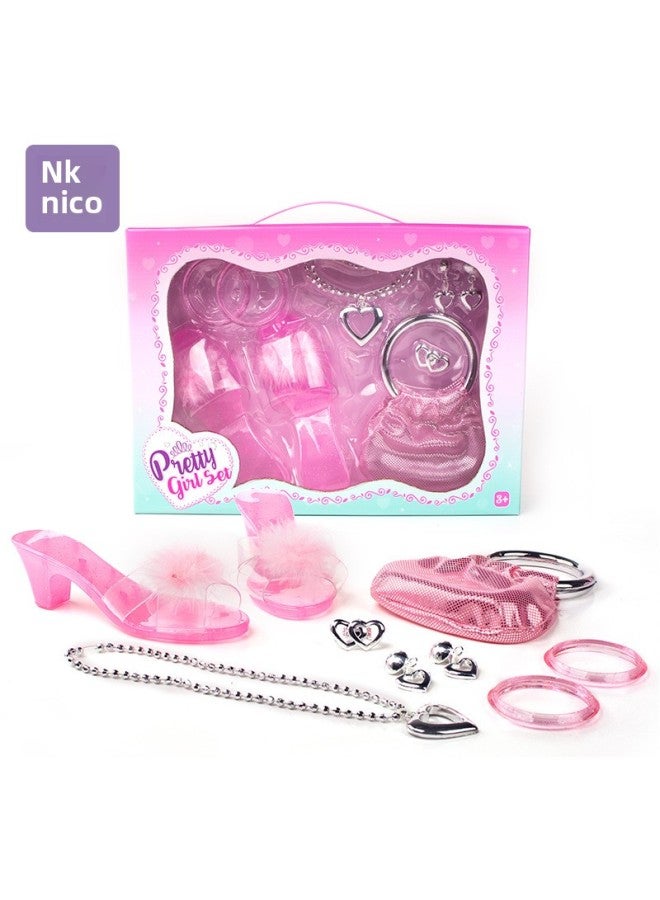 Cross Border Girl Jewelry Toy Princess Play Home Fashion Necklace Makeup Dress Up Crown Scepter Toy Suit-Color:【603-3】  - Image 3