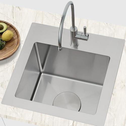 Lonsince Drop In Bar Sink 17 X 19 inch,16 Gauge Stainless Steel Bar Sinks,Small RV Sink - Image 4