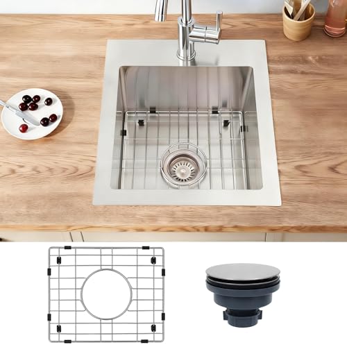 Lonsince Drop In Bar Sink 17 X 19 inch,16 Gauge Stainless Steel Bar Sinks,Small RV Sink - Image 1