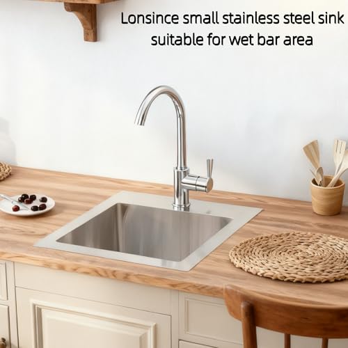 Lonsince Drop In Bar Sink 17 X 19 inch,16 Gauge Stainless Steel Bar Sinks,Small RV Sink - Image 5