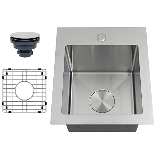 Lonsince Drop In Bar Sink 17 X 19 inch,16 Gauge Stainless Steel Bar Sinks,Small RV Sink - Image 2