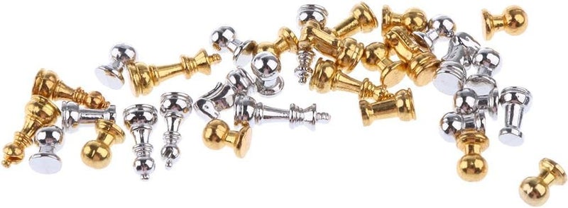 klarako Dollhouse Miniature Metal Chess Game in 1:12 Scale 32 Pieces of Chess And - Image 3