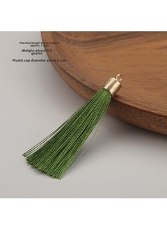 Generic 5cm Tassel Bookmark Metal Cap Weights Army Green 