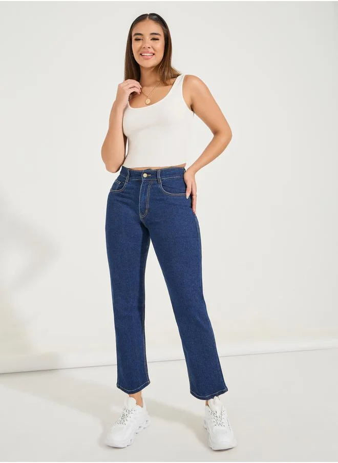 Styli Basic Mom Fit Cropped Jeans