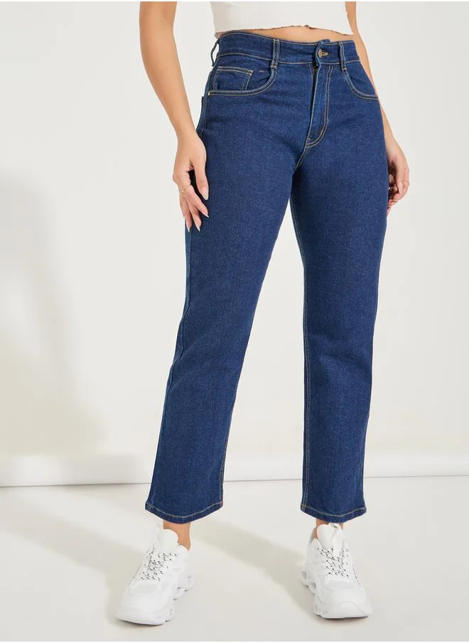 Styli Basic Mom Fit Cropped Jeans