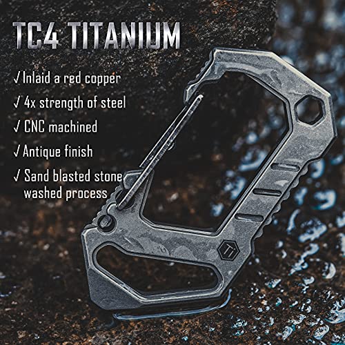 KeyUnity KU03 Titanium EDC 6 in 1 Multi-tool Quick Release Carabiner, Keychain Holder, Screw Bit Driver, Slotted Screwdriver, Bottle Opener, Pry Bar, Scraper Combo - Image 2