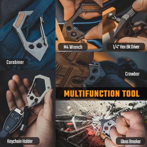 KeyUnity KU03 Titanium EDC 6 in 1 Multi-tool Quick Release Carabiner, Keychain Holder, Screw Bit Driver, Slotted Screwdriver, Bottle Opener, Pry Bar, Scraper Combo - Image 5