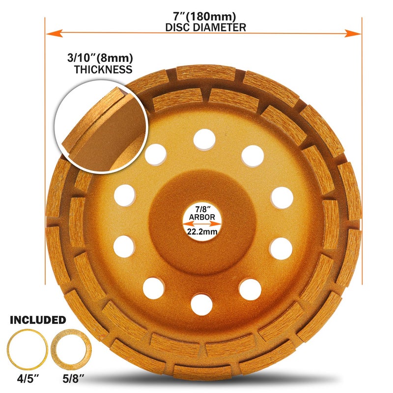 KSEIBI 644040 Diamond Concrete Grinding Wheel 7 inch for Polishing and Cleaning Stone Concrete Surface, Cement, Marble, Rock, Granite, and Thinset Removing, Angle Grinder Wheels Cup - Image 5