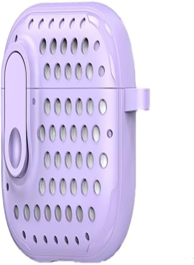 Next Next Store Silicone Case Compatible with AirPods Pro 2, with Keychain Strap, Full Body Protection, Anti-Fingerprint, Attractive Design with Magnetic Charging Slots (Purple)