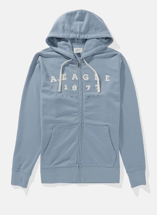 American Eagle Waffle Half Sleeve Crew Neck Sweatshirt