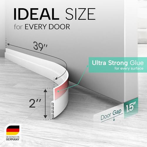 Vellure® Door Draft stoppers for Bottom of Door - New Premium Door Sweep/Door Seal Strip (Save Energy – installs Quickly and Easily) Door Weather Stripping, Ideal for Keeping Out Cold (5x39 White) - Image 2