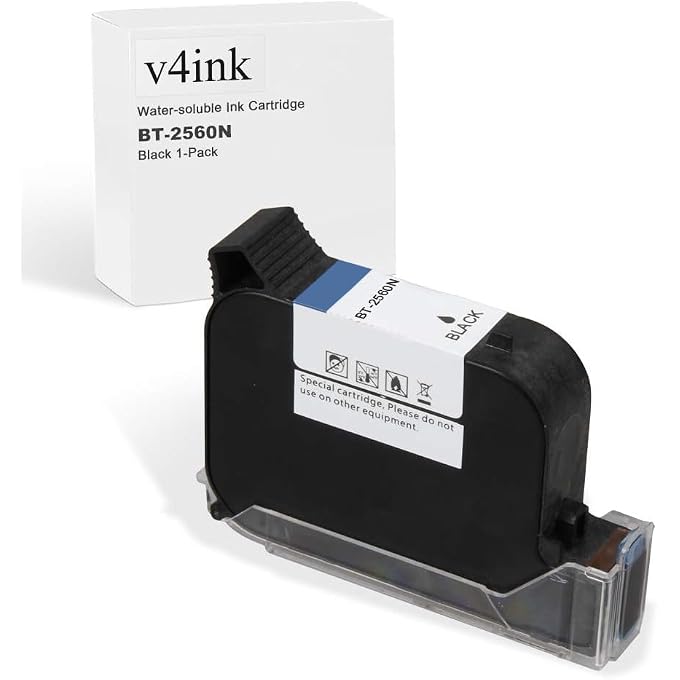 v4ink BT-2560N BENTSAI Original Aqueous Water Soluble Ink Cartridge Replacement for BENTSAI Handheld Inkjet Printer BT-HH6105B1 (Black, 1 Pack)