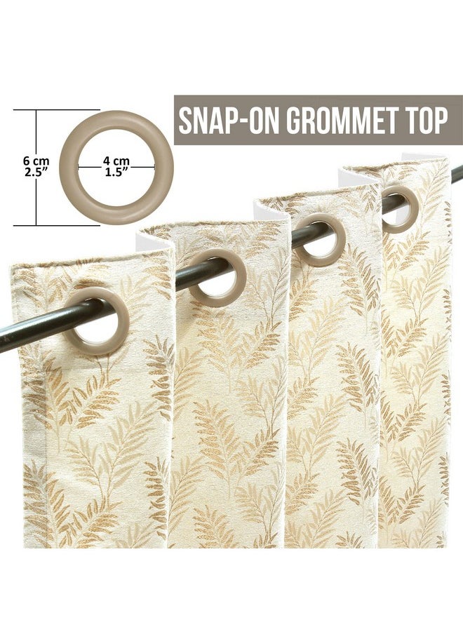 Story@Home Story@Home Azurio Room Darkening Curtain Window 5 Feet Long Set of 2 Leafs Print Jacquard Window Curtain for Living Rooms, bedrooms, Halls, 116 X 152 cm, Cream, Perfect for Festive Gifting  - Image 5