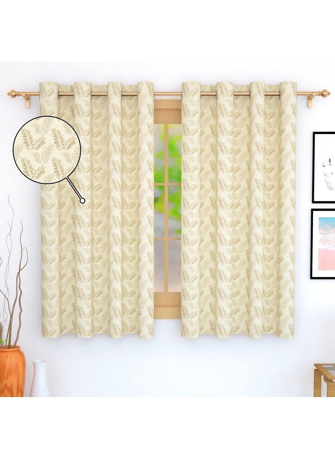 Story@Home Story@Home Azurio Room Darkening Curtain Window 5 Feet Long Set of 2 Leafs Print Jacquard Window Curtain for Living Rooms, bedrooms, Halls, 116 X 152 cm, Cream, Perfect for Festive Gifting  - Image 4