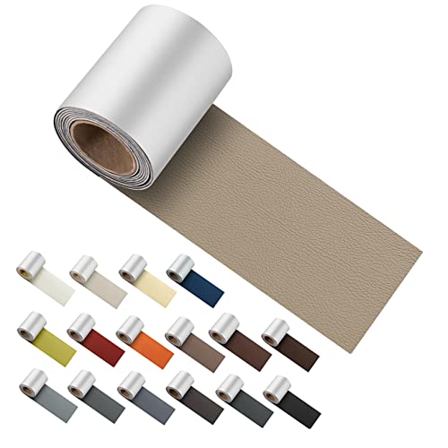 ILOFRI Self Adhesive Leather Repair Patch Tape 3x60 inch, Durable Vinyl and Leather Repair Kit for Couches, Car Seat, Boat Seat, Sofa, Vinyl Upholstery, Chair, Interior - Ivory Brown #1 - Image 1