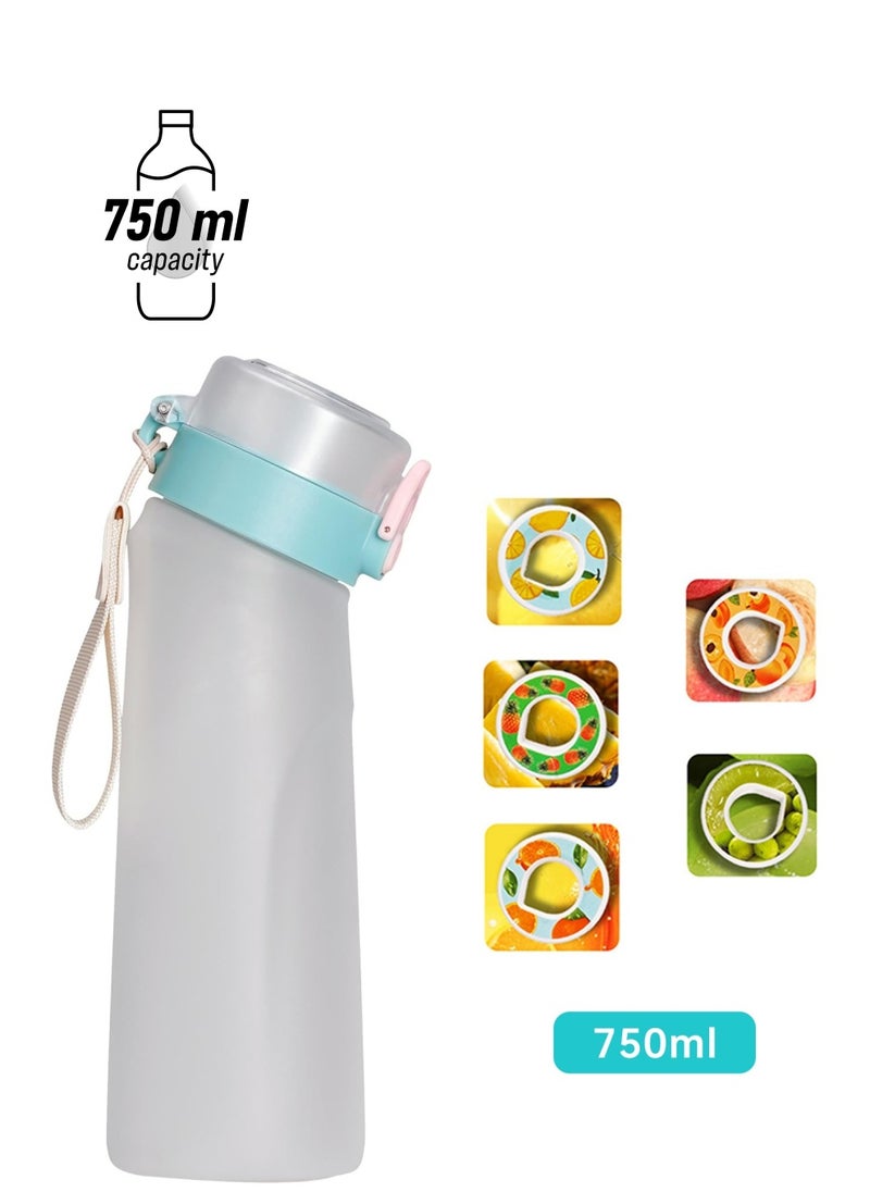 Generic A1r Up Bottle with 5 Pieces Flavoured Pods, 750ml Air Water Bottle, Scent Up Water Cup Suitable for Outdoor/Sports/Fitness/Fashion (White)  - Image 1