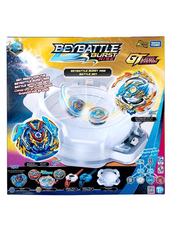 BEYBLADE BURST Beyblade Beybattle Burst Rise Battle Stadium Set (Sword Valtryek V5 and Ace Dragon DX5) | Includes 2 Spinning Tops and 2 Launchers | Gift for Beyblade Lovers and Kids - Image 1