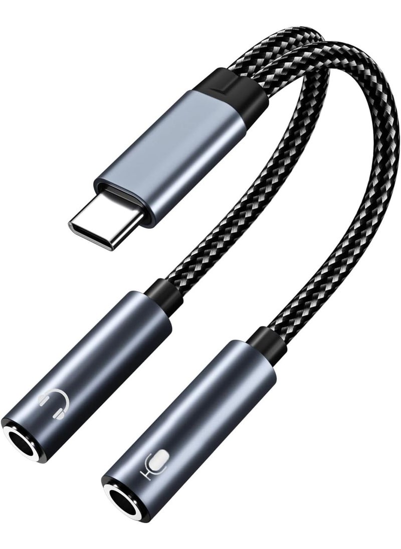 Mmobiel MMOBIEL USBC to 35mm Aux Audio Headphone and Microphone Splitter 32 Bit TypeC to Dual 35mm Aux Y Splitter Headphone Microphone for iPhone 16 15 iPad MacBook Galaxy S25 S24 S23 S22 S21 Pixel  - Image 1