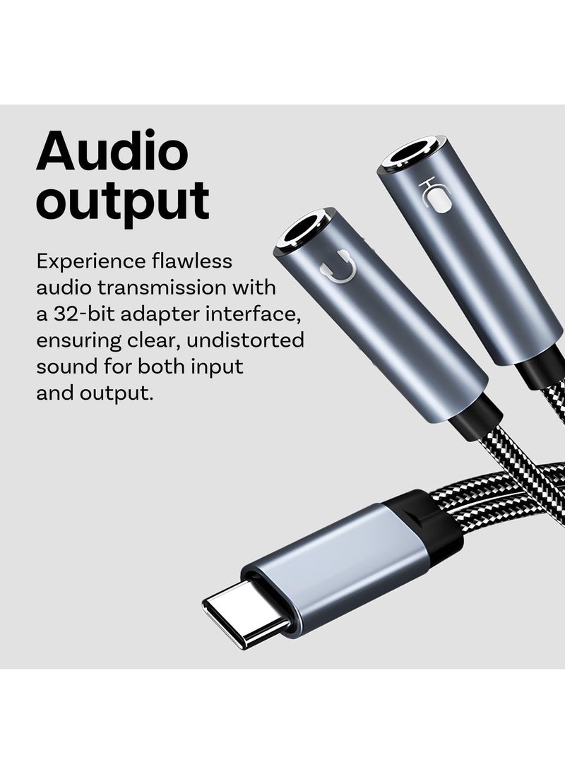 Mmobiel MMOBIEL USBC to 35mm Aux Audio Headphone and Microphone Splitter 32 Bit TypeC to Dual 35mm Aux Y Splitter Headphone Microphone for iPhone 16 15 iPad MacBook Galaxy S25 S24 S23 S22 S21 Pixel  - Image 4