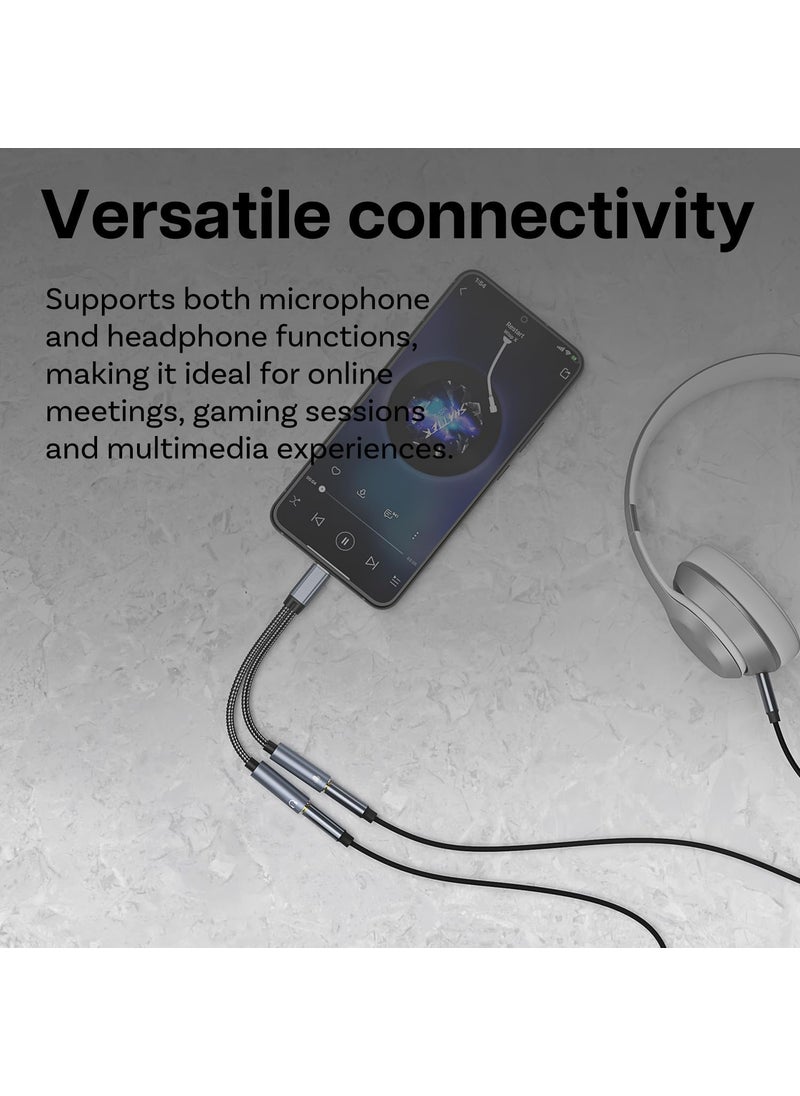 Mmobiel MMOBIEL USBC to 35mm Aux Audio Headphone and Microphone Splitter 32 Bit TypeC to Dual 35mm Aux Y Splitter Headphone Microphone for iPhone 16 15 iPad MacBook Galaxy S25 S24 S23 S22 S21 Pixel  - Image 3