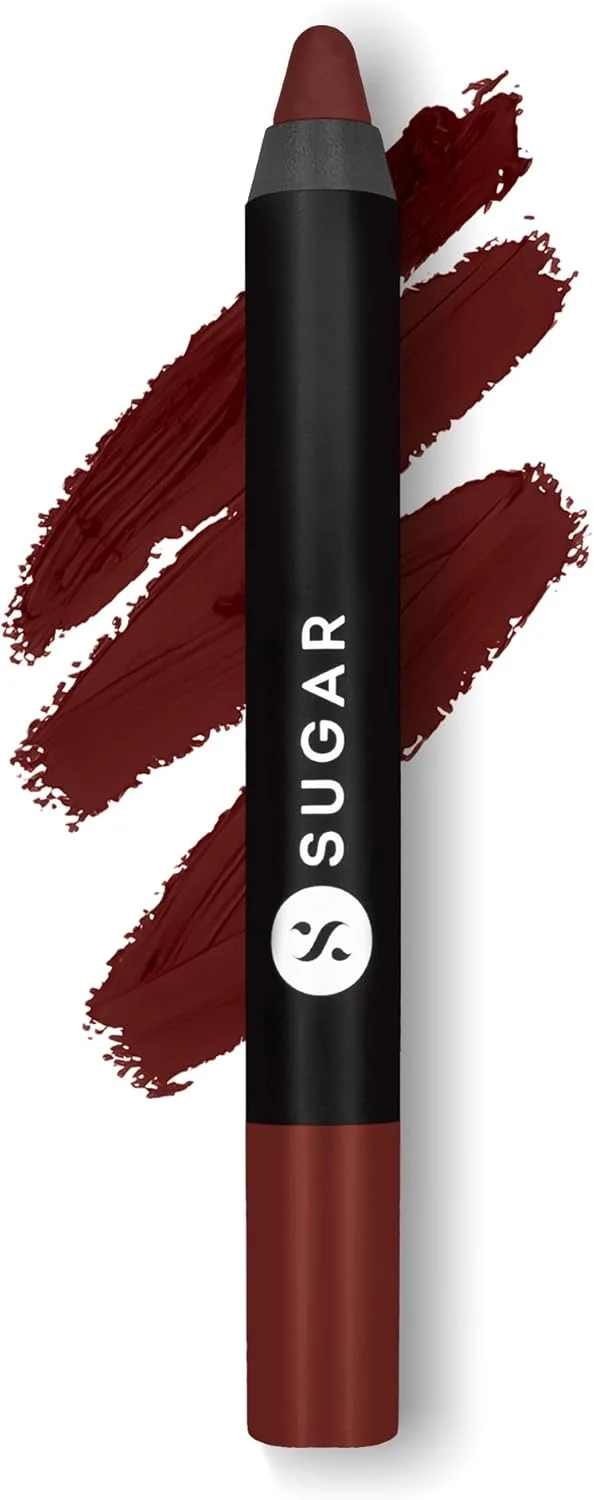 شوجر كوزماتيكس Matte As Hell Crayon Lipstick13 Murphy Brown (Chocolate Burgundy) Highly Pigmented, Creamy Texture, Long Lasting Matte Finish