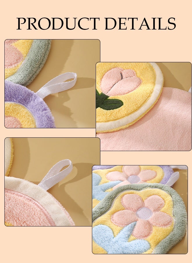 DUNISO 4pcs Hanging Hand Towels Bathroom Kitchen Soft Hand Towels Coral Velvet Washcloth Quick-Drying Super Absorbent Hand Towels with Hanging Loop for Kitchen and Bathroom - Image 4
