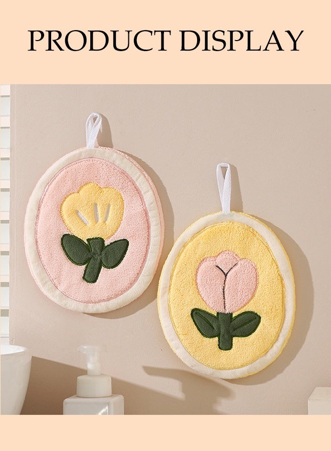 DUNISO 4pcs Hanging Hand Towels Bathroom Kitchen Soft Hand Towels Coral Velvet Washcloth Quick-Drying Super Absorbent Hand Towels with Hanging Loop for Kitchen and Bathroom - Image 5